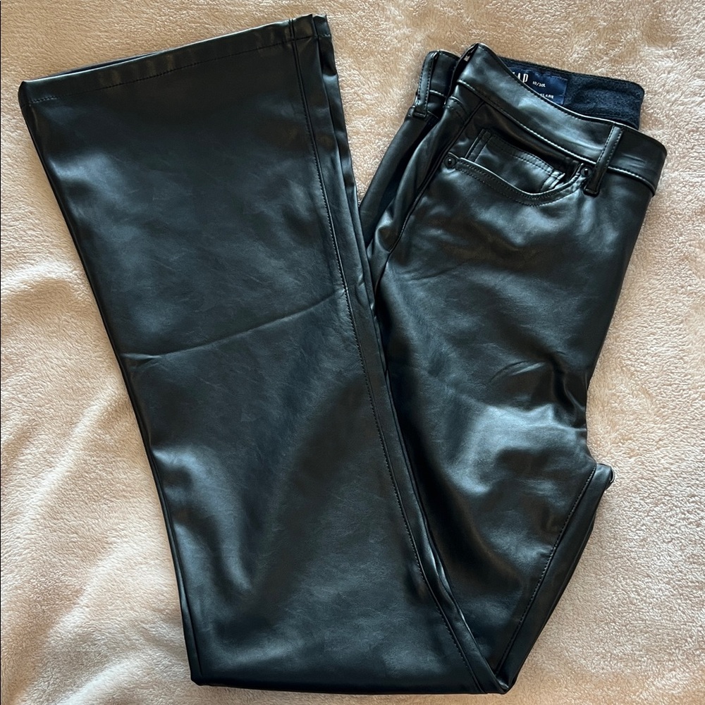 Gap Flare Black Faux Leather Pants